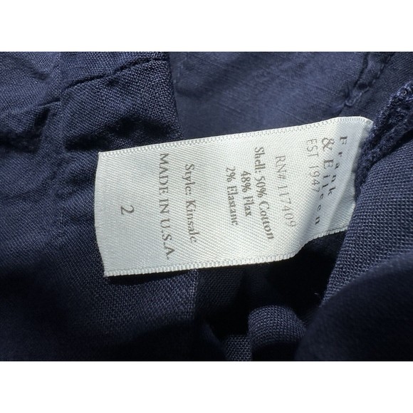 Frank & Eileen $298 Kinsale Italian Performance Linen Flax Size 2 - Navy Blue - Picture 4 of 14